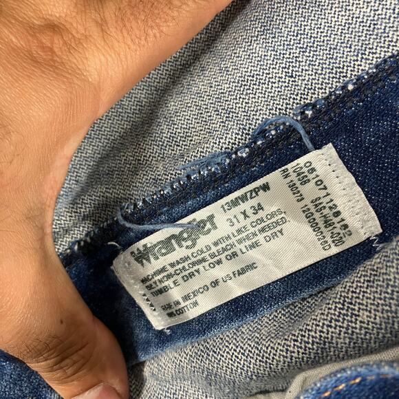 Wrangler Jeans Mens Size 31x34 Blue Straight Fit Mid Rise Western Denim 13MWZPW - Picture 6 of 9